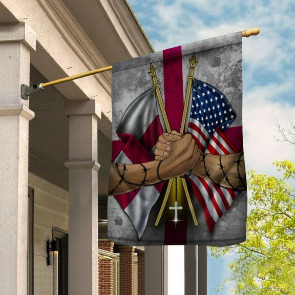 Flags English Handshake American Flag Friendship USA England English Part Garden Flag (11.5x17.5) Double Sided-USA Flags Premium Polyester-Decorative Indoor Outdoor Flag