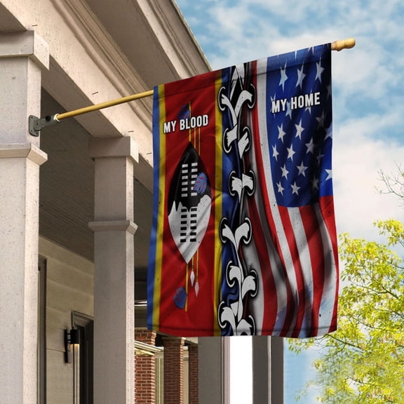 Flags-Eswazi American My Home My Blood Flag Eswazi Part House Flag, Double-Sided Decorative Outdoor Flag, Patriotic Polyester Yard Flag 29.5 x 39.5 in