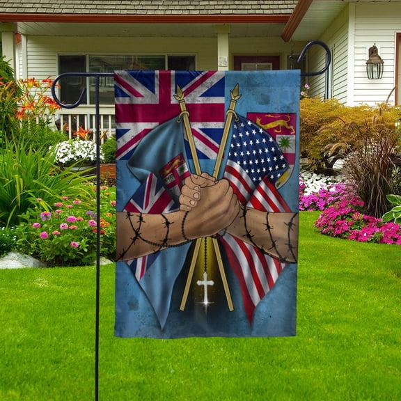 Flags Fijian Handshake American Flag Friendship USA Fiji Fijian Part House Flag, Double-Sided Decorative Outdoor Flag, Polyester Yard Flag 29.5 x 39.5 in