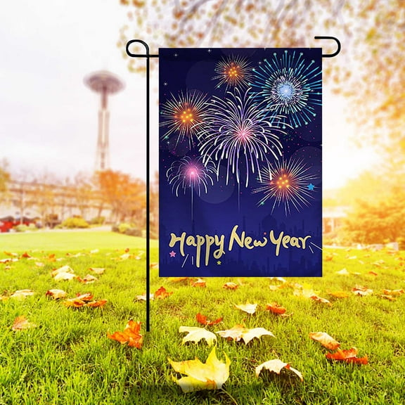 Flags For Outside Happy Year Garden Flags 12X18In Double Sided Winter Welcome Year'S Holiday Sign Small Flag Yard Outdoor Decor Flag