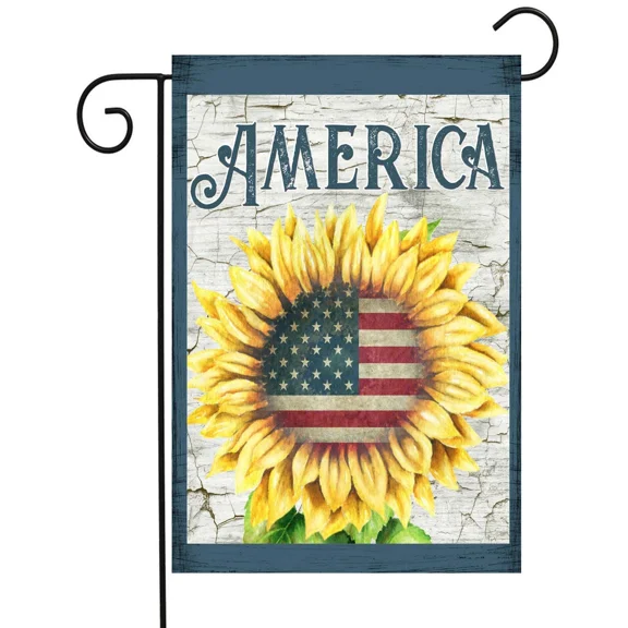 Flags Galore American Flag On Sunflower Garden Flag W