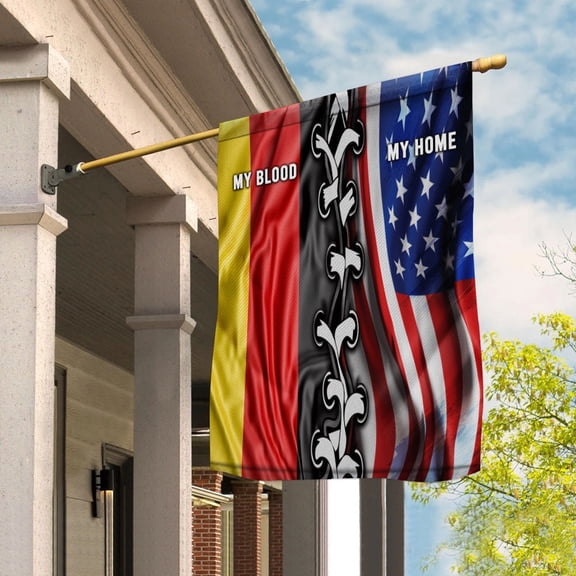 Flags-German American My Home My Blood Flag German Part House Flag (29.5x39.5) Double Sided-USA Flags Premium Polyester-Decorative Indoor Outdoor Flag