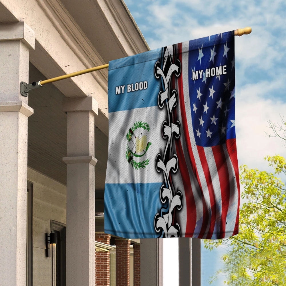 Flags-Guatemalan American My Home My Blood Flag Guatemalan Part House Flag, Double-Sided Decorative Outdoor Flag, Patriotic Polyester Yard Flag 29.5 x 39.5 in