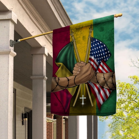 Flags Guinean Handshake American Flag Friendship USA Guinea Guinean Part House Flag (29.5x39.5) Double Sided-USA Flags Premium Polyester-Decorative Indoor Outdoor Flag