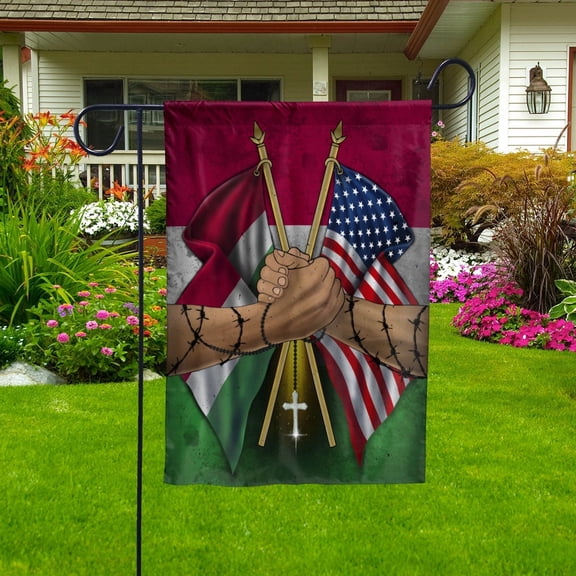 Flags Hungarian Handshake American Flag Friendship USA Hungary Hungarian Part House Flag, Double-Sided Decorative Outdoor Flag, Patriotic Polyester Yard Flag 29.5 x 39.5 in
