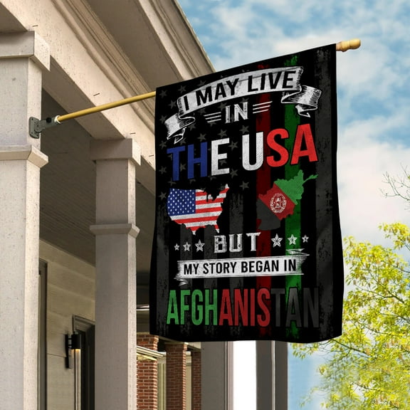 Flags I May Live in The USA But My Story Began in Afghanistan Flag Proud Afghan American House Flag (29.5x39.5) Double Sided-USA Flags Premium Polyester-Decorative Indoor Outdoor Flag