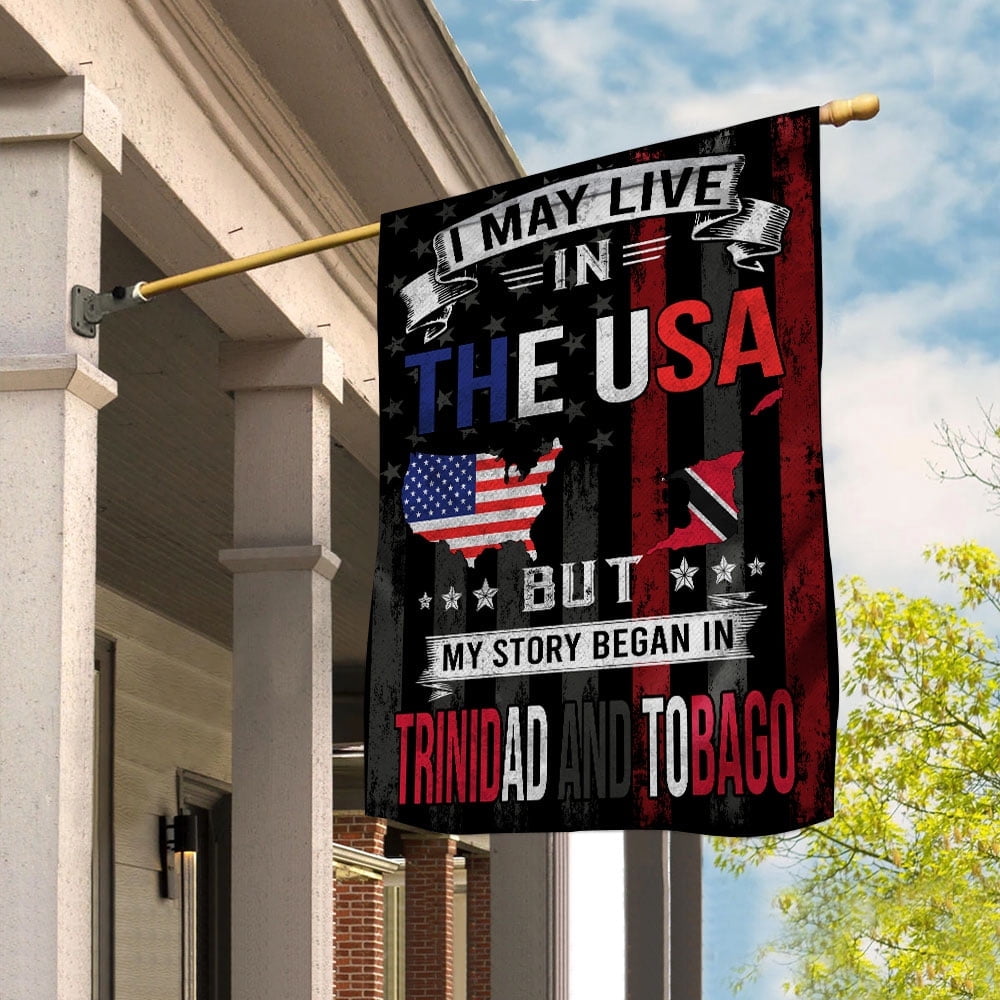 Flags I May Live in The USA But My Story Began in Trinidad And Tobago Flag Proud Tobagonians American House Flag, Double-Sided Decorative Outdoor Flag, Patriotic Polyester Yard Flag 29.5 x 39.5 in