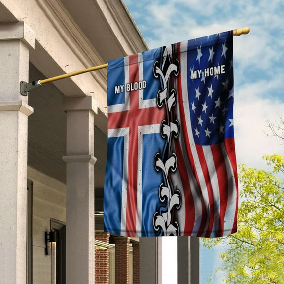 Flags-Icelandic American My Home My Blood Flag Icelandic Part House Flag (29.5x39.5) Double Sided-USA Flags Premium Polyester-Decorative Indoor Outdoor Flag