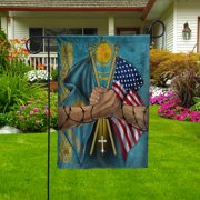 Kazakh Handshake American Friendship USA Kazakhstan Part Garden Flag, Double-Sided Outdoor Yard Decor 11.5 x 17.5 Inch