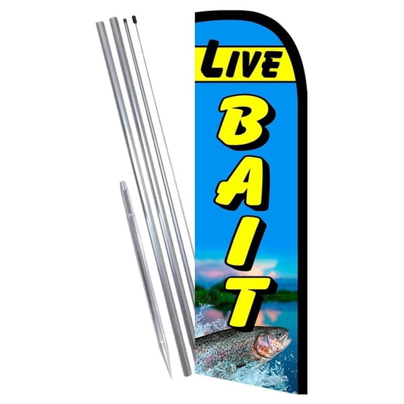 Flags Live Bait Premium Windless Banner Flag Kit (Flag, Pole, & Ground Mt)