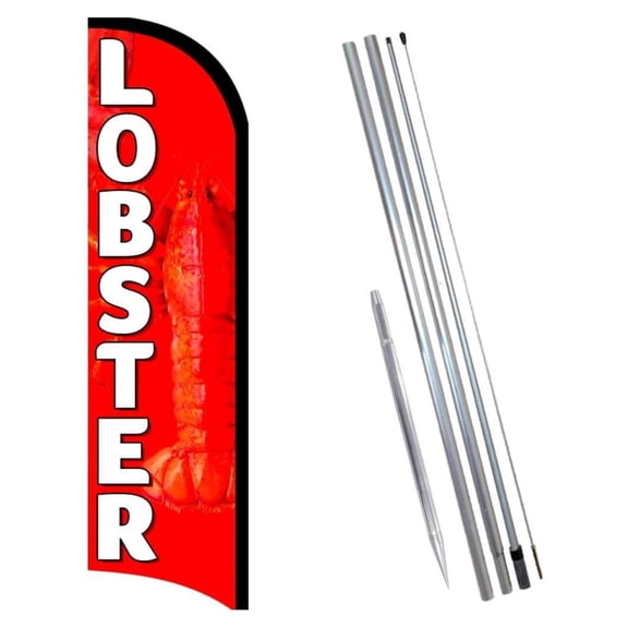 Flags Lobster Premium Windless Banner Flag Kit (Flag, Pole, & Ground Mt)