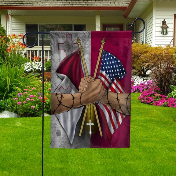 Flags Maltese Handshake American Flag Friendship USA Malta Maltese Part House Flag, Double-Sided Decorative Outdoor Flag, Patriotic Polyester Yard Flag 29.5 x 39.5 in