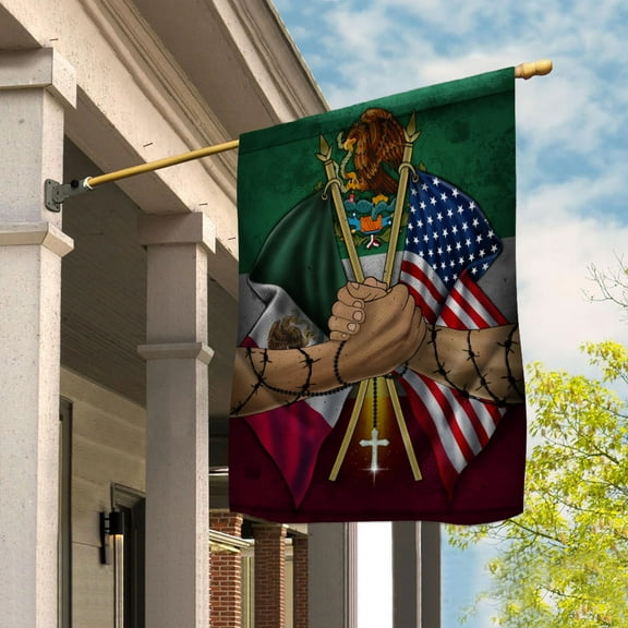 Flags Mexican Handshake American Flag Friendship USA Mexico Mexican Part Garden Flag (11.5x17.5) Double Sided-USA Flags Premium Polyester-Decorative Indoor Outdoor Flag