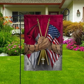 Monacan Handshake American Friendship USA Monaco Part Garden Flag, Double-Sided Outdoor Yard Decor 11.5 x 17.5 Inch