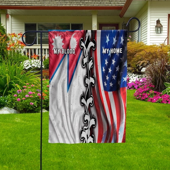 Nepali American My Home My Blood Heritage Garden Flag, Double-Sided Outdoor Yard Decor 11.5 x 17.5 Inch