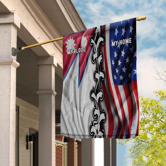 Flags-Nepali American My Home My Blood Flag Nepali Part House Flag (29.5x39.5) Double Sided-USA Flags Premium Polyester-Decorative Indoor Outdoor Flag