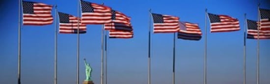 Flags New York NY Canvas Art - Panoramic Images (36 x 12)