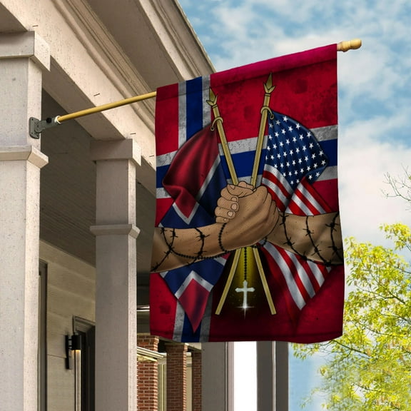 Flags Norwegian Handshake American Flag Friendship USA Norway Norwegian Part House Flag (29.5x39.5) Double Sided-USA Flags Premium Polyester-Decorative Indoor Outdoor Flag
