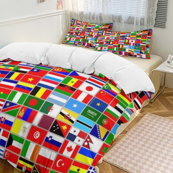 Flags Of All Countries Of The World Bedding Set Duvet Cover Couple Bedclothes Pillowcase Customized Home Textiles Bed Set for Full Size