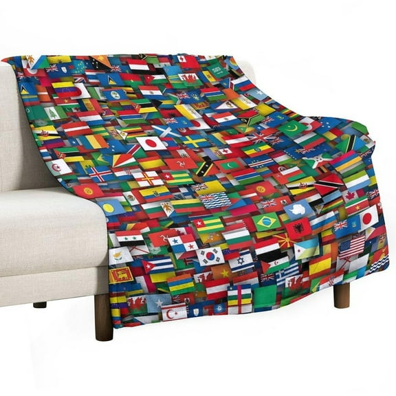 Flags Of All Countries Of The World Blanket Soft Cozy Flannel Blanket for man women