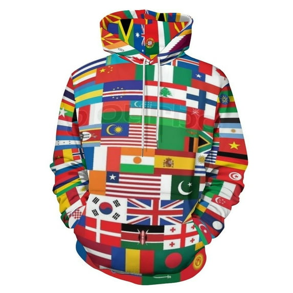 Flags Of All Countries Of The World Men's Women Vintage 3D Hooded Sweatshirt - All-Season Loose Fit Streetwear