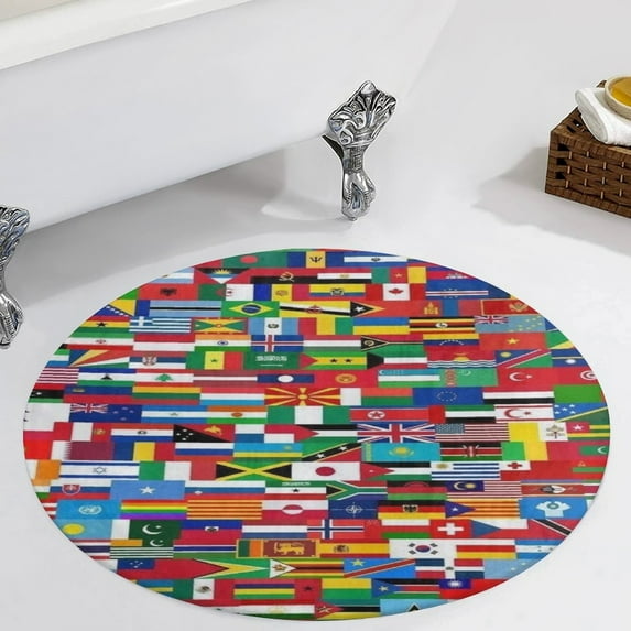Flags Of All Countries Of The World Round Area Rugs for Bedroom Living Room, 3FT Soft Comfy Indoor Circle Carpets, Carpet Home Decor Floor Mat