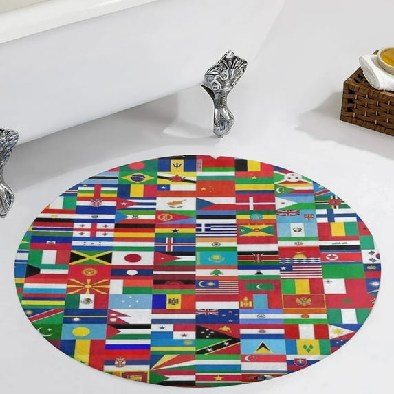 Flags Of All Countries Of The World Round Area Rugs for Bedroom Living Room, 5FT Soft Comfy Indoor Circle Carpets, Carpet Home Decor Floor Mat