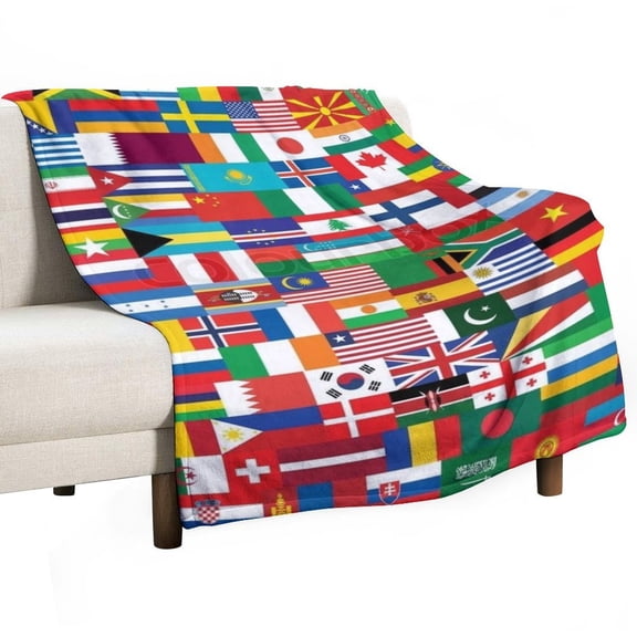 Flags Of All Countries Of The World Throws Blankets for Sofa Bed Winter Plush Warm Blanket Holiday Gifts