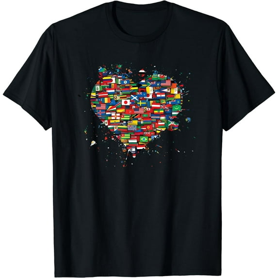 Flags Of The Countries Of The World International Heart T-Shirt