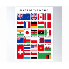 Flags Of The World A Z Picture Chart Educational Poster Home Decor Office Wall Art