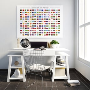 Flags Of The World Educational Wall Art Print, Unframed Paper Poster 8x10in