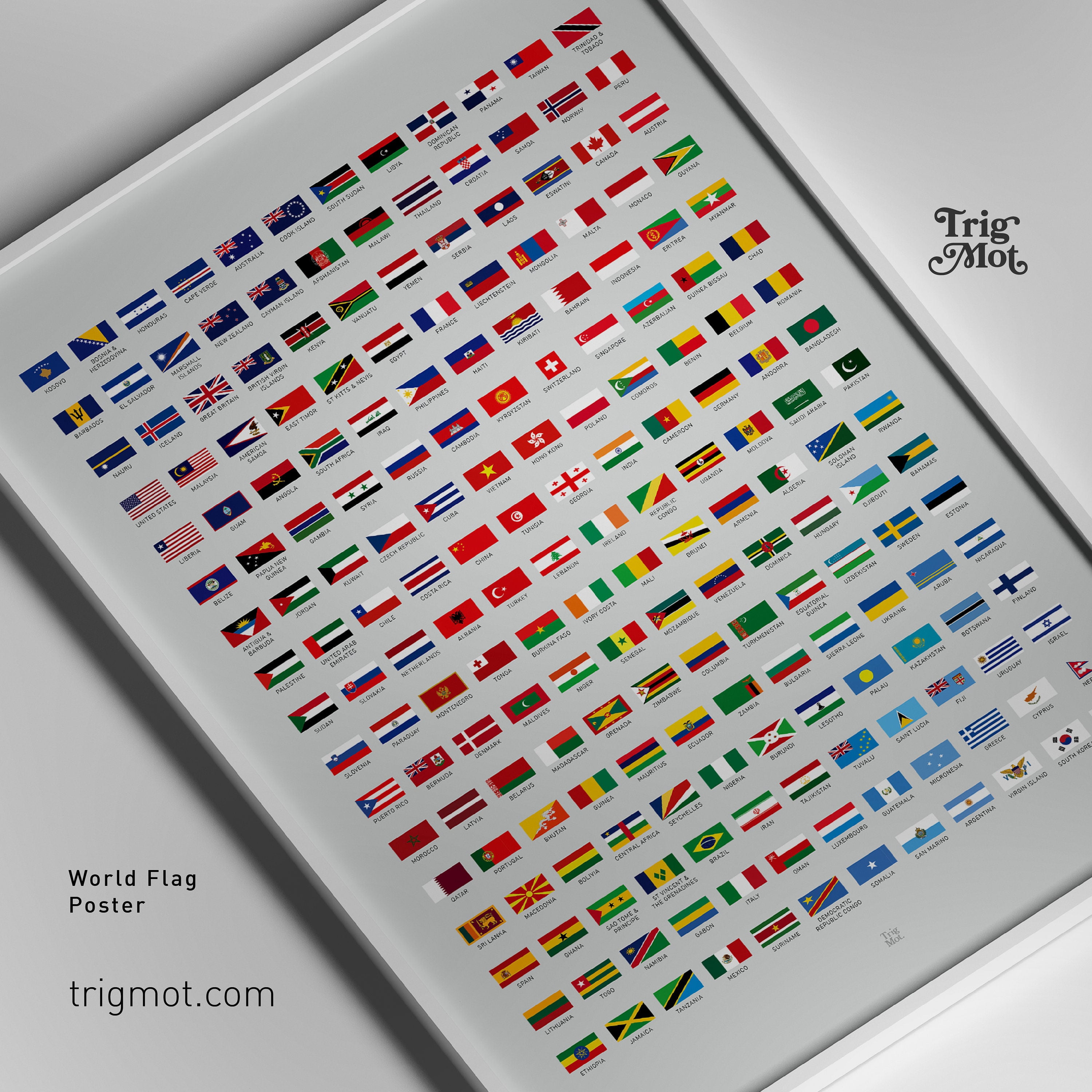 Flags Of The World Poster Printed or Digital Interactive Educational ...