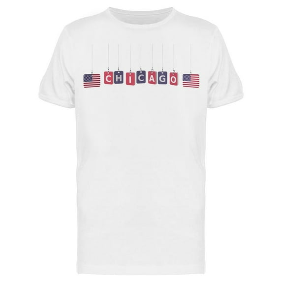 Flags Of Usa And Chicago T-Shirt Men -Image by Shutterstock, Male Small