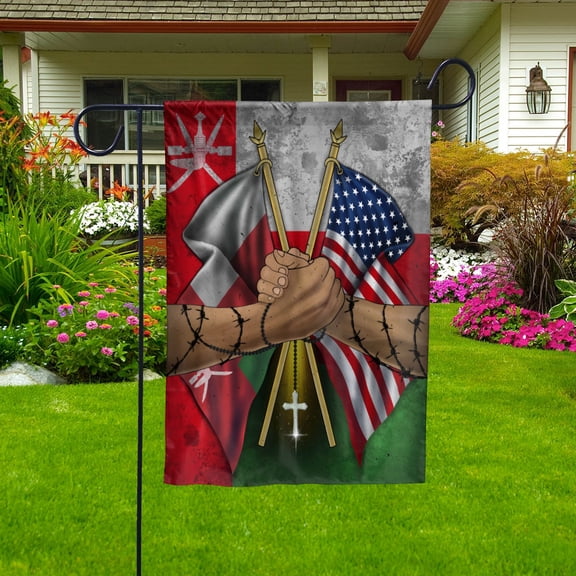 Flags Omani Handshake American Flag Friendship USA Oman Omani Part Garden Flag (11.5x17.5) Double Sided-USA Flags Premium Polyester-Decorative Indoor Outdoor Flag
