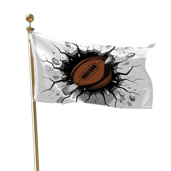 Flags for Outside 2x3 ft 3D Brown Rugby Outdoor Flags Double Sided Grommets House Banner Football Break through Wall Patio Yard Flag for Outdoor Flying Party Porch Garden Decorations Indoor