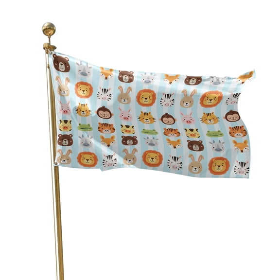 Flags for Outside 2x3 ft Animal Zoo Outdoor Flags Double Sided Grommets House Banner Lion Tiger Monkey Zebra Giraffe Blue Stripes Patio Yard Flag for Outdoor Flying Party Porch Garden Decor