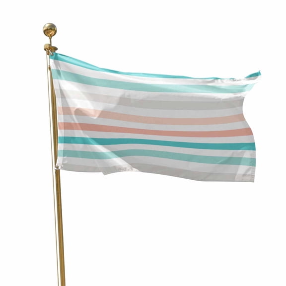 Flags for Outside 2x3 ft Aqua Coral Stripes Outdoor Flags Double Sided Grommets House Banner White Classic Striped Patio Yard Flag for Outdoor Flying Party Porch Garden Decorations Indoor
