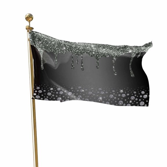 Flags for Outside 2x3 ft Black Diamond Outdoor Flags Double Sided Grommets House Banner Luxury Bling Water Drop Patio Yard Flag for Outdoor Flying Party Porch Garden Decorations Indoor