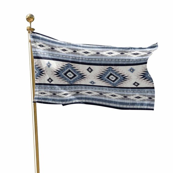 Flags for Outside 2x3 ft Blue Boho Aztec Outdoor Flags Double Sided Grommets House Banner Southwest Tribal Geometric Patio Yard Flag for Outdoor Flying Party Porch Garden Decorations Indoor