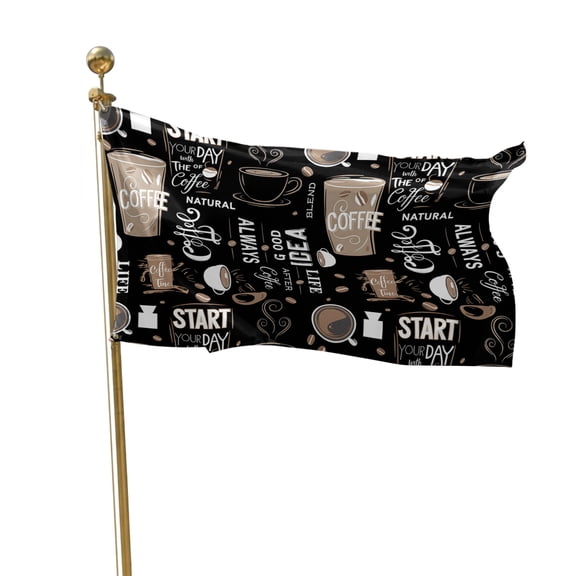 Flags for Outside 2x3 ft Coffee Cup Outdoor Flags Double Sided Grommets House Banner Black Coffee Beans Day Patio Yard Flag for Outdoor Flying Party Porch Garden Decorations Indoor