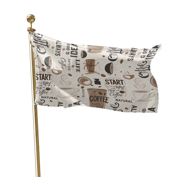 Flags for Outside 2x3 ft Coffee Cup Outdoor Flags Double Sided Grommets House Banner Coffee Beans Day Patio Yard Flag for Outdoor Flying Party Porch Garden Decorations Indoor