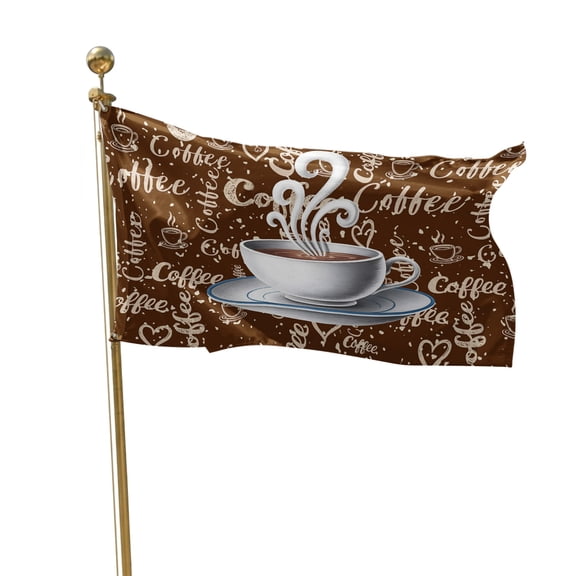 Flags for Outside 2x3 ft Coffee Cup Outdoor Flags Double Sided Grommets House Banner Retro Brown Cafe Patio Yard Flag for Outdoor Flying Party Porch Garden Decorations Indoor
