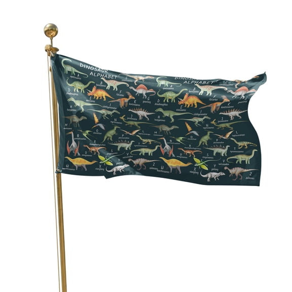 Flags for Outside 2x3 ft Dinosaur Family Outdoor Flags Double Sided Grommets House Banner Learning Alphabet A to Z Name Green Patio Yard Flag for Outdoor Flying Party Porch Garden Decorations