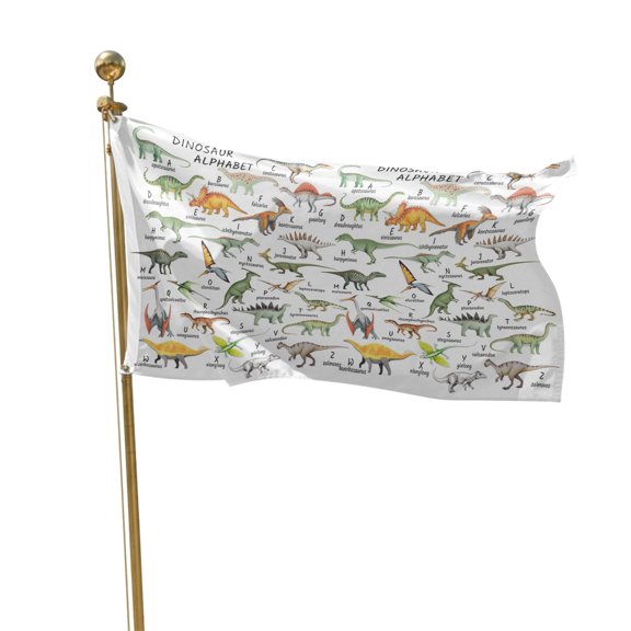Flags for Outside 2x3 ft Dinosaur Family Outdoor Flags Double Sided Grommets House Banner Learning Alphabet A to Z Name Patio Yard Flag for Outdoor Flying Party Porch Garden Decorations Indoor