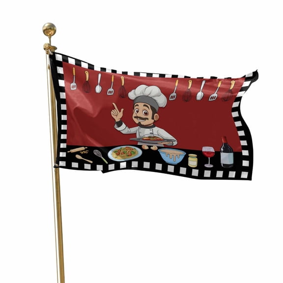 Flags for Outside 2x3 ft Funny Chef Kitchen Outdoor Flags Double Sided Grommets House Banner Buffalo Plaid Check Red Patio Yard Flag for Outdoor Flying Party Porch Garden Decorations Indoor