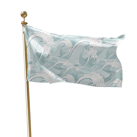 Flags for Outside 2x3 ft Green Waves Outdoor Flags Double Sided Grommets House Banner Ocean Lines Stripes Patio Yard Flag for Outdoor Flying Party Porch Garden Decorations Indoor