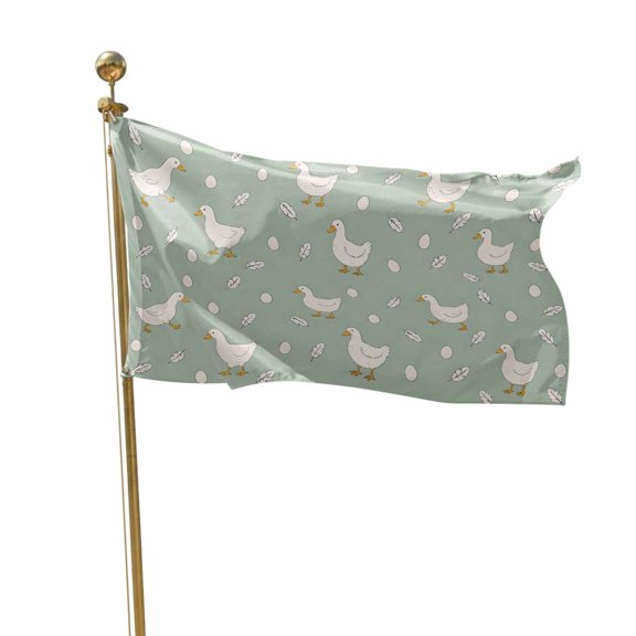 Flags for Outside 2x3 ft Green White Goose Outdoor Flags Double Sided Grommets House Banner Small Eggs Floating Feathers Patio Yard Flag for Outdoor Party Porch Garden Decorations Indoor