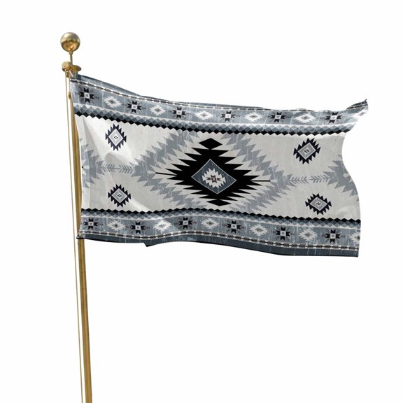 Flags for Outside 2x3 ft Haze Blue Bohemian Outdoor Flags Double Sided Grommets House Banner Aztec Boho Tribal Patio Yard Flag for Outdoor Flying Party Porch Garden Decorations Indoor