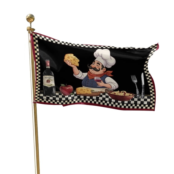 Flags for Outside 2x3 ft Kitchen Chef Outdoor Flags Double Sided Grommets House Banner Red Wine Cheese Bistro Black Buffalo Plaid Patio Yard Flag for Outdoor Flying Party Porch Garden Decor