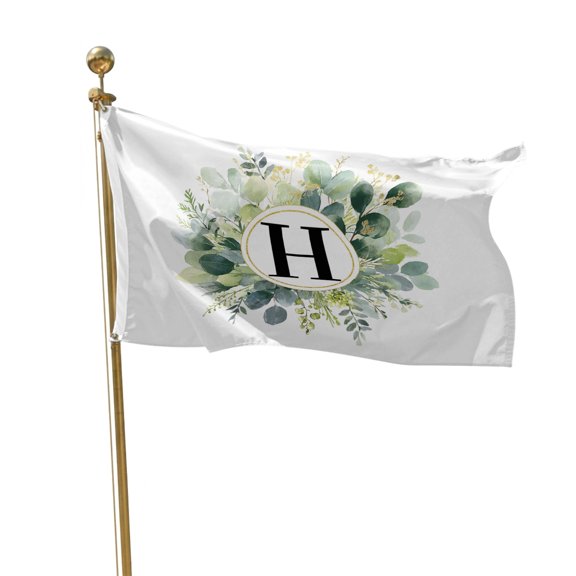 Flags for Outside 2x3 ft Letter H Outdoor Flags Double Sided Grommets House Banner Alphabet Green Eucalyptus Leaves Patio Yard Flag for Outdoor Flying Party Porch Garden Decorations Indoor